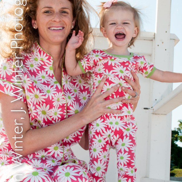 beach, beach photos, mother and child, mother and daughter photographs, portrait, matching pajamas, bead head pajamas